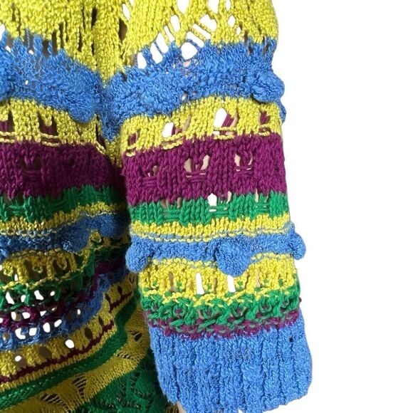 Zara Knit Multicolor Open Weave Short Sleeve Sweater Top Size M (351) - Picture 6 of 12